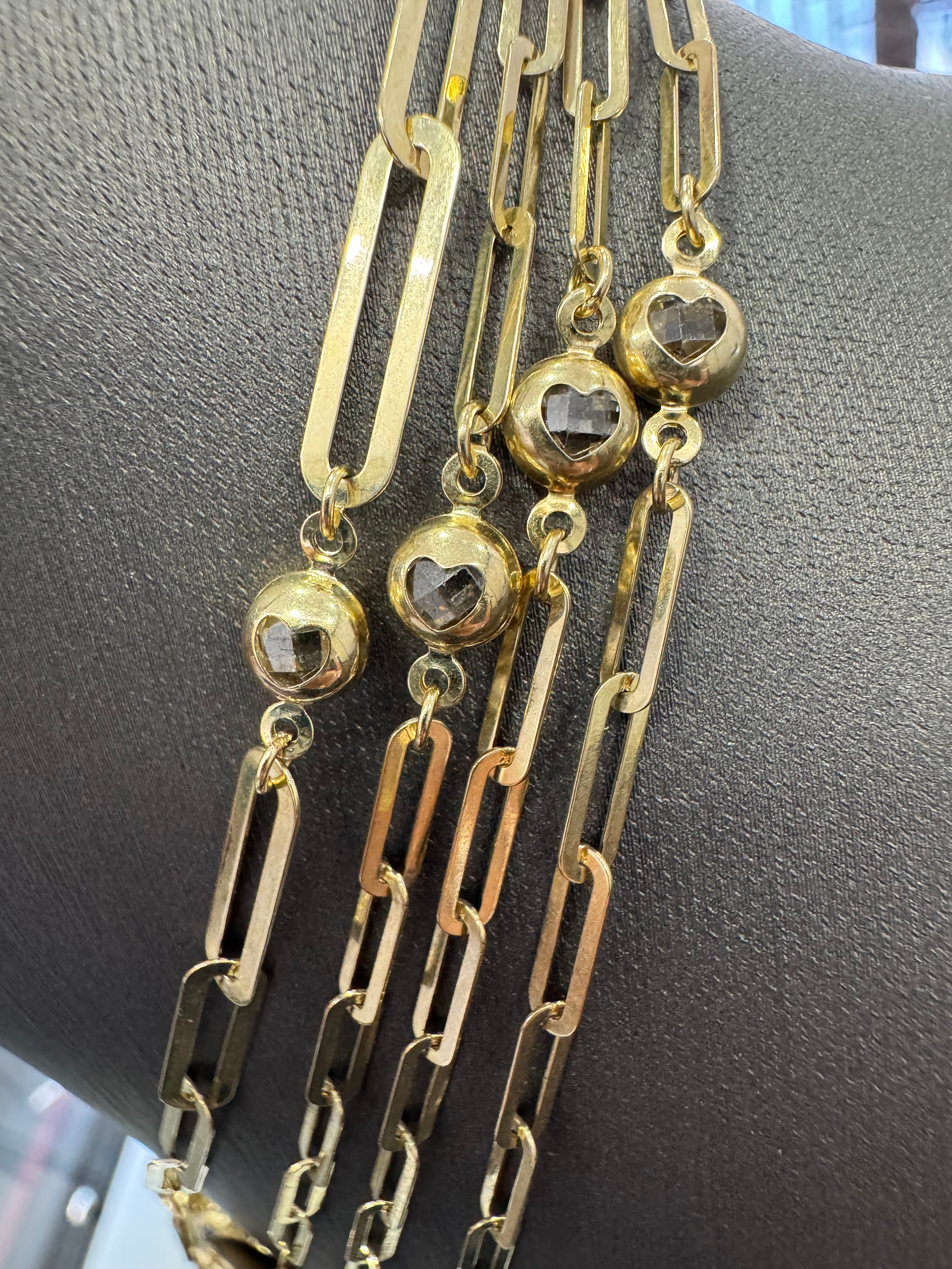 Paper clip heart chain 22in